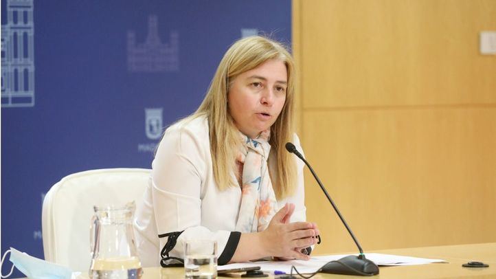 La portavoz municipal, Inmaculada Sanz, en la rueda de prensa posterior a la Junta de Gobierno.