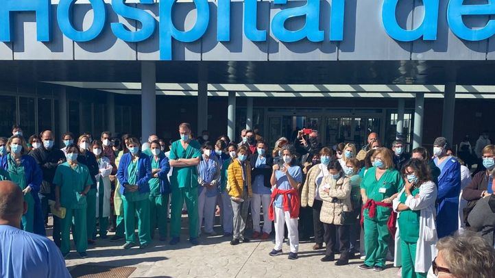Concentración de los trabajadores del Hospital del Tajo el pasado lunes 21 de febrero.
