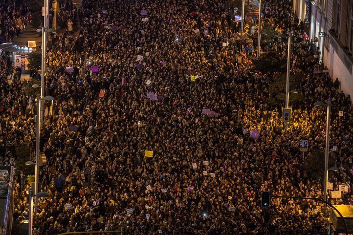 Vista aérea del Día Internacional de la Mujer en 2019