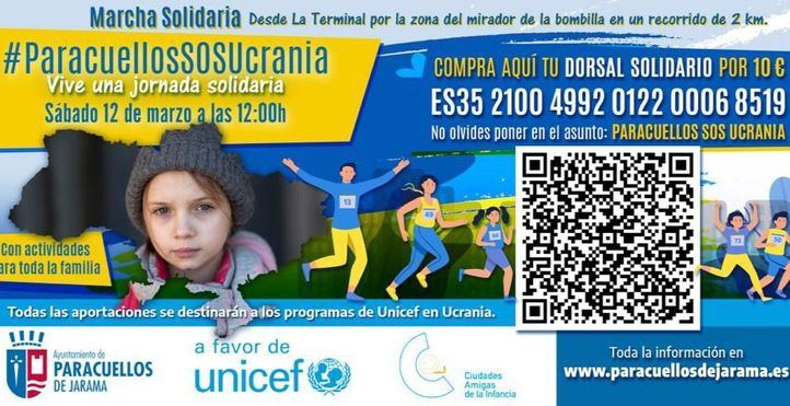 Marcha solidaria en Paracuellos en favor de Unicef para ayudar a Ucrania.