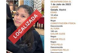Localizada en buen estado la menor desaparecida en Getafe