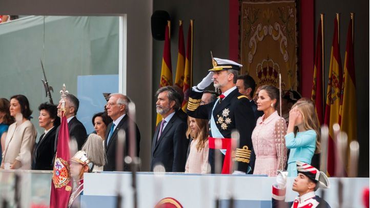 La Familia Real durante el desfile del 12 de octubre de 2019