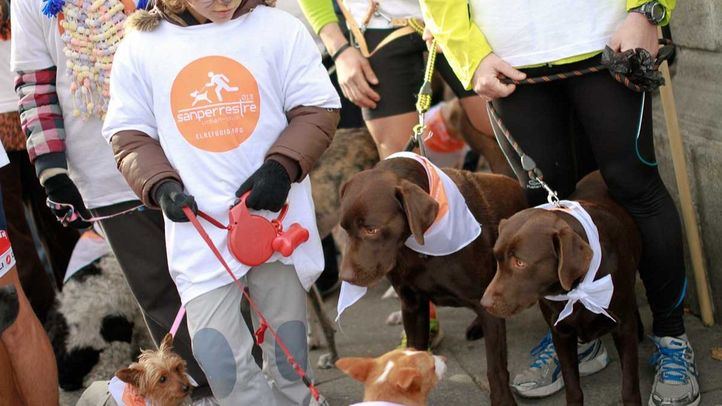 Cientos de perros y sus dueños dan las campanadas en la Sanperrestre de El Refugio