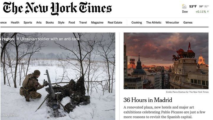 Madrid, en la portada del New York Times