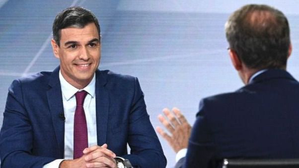 Pedro Sánchez durante el cara a cara con Alberto Núñez Feijóo