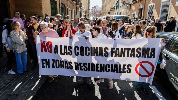 Protesta por las Cocinas Fantasma en el distrito de Tetuán, Madrid