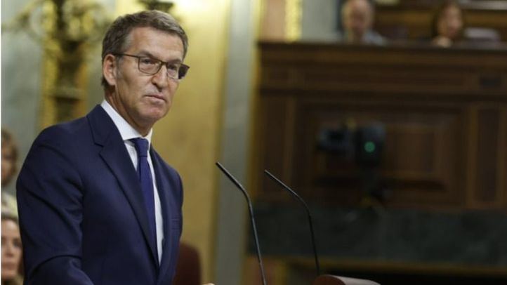 Alberto Núñez Feijóo durante la primera sesión del debate de investidura en el Congreso