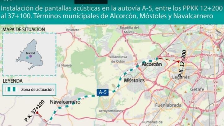 Aprobado el proyecto para mitigar el ruido en la A-5 a su paso por Navalcarnero, Alcorcón
