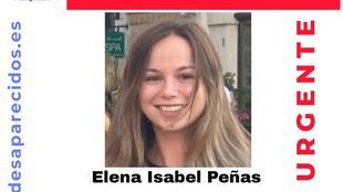 Cartel de búsqueda de Elena Isabel Peña, joven de 21 años desaparecida en Las Rozas
