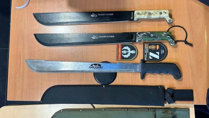 Armas incautadas por la Policía tras una reyerta en noviembre.