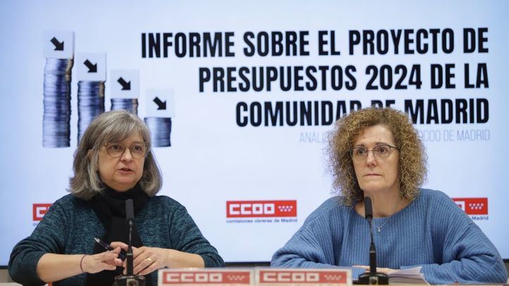 La secretaria general de CCOO Madrid, Paloma López, y la secretaria de política institucional del sindicato, Paloma Vega