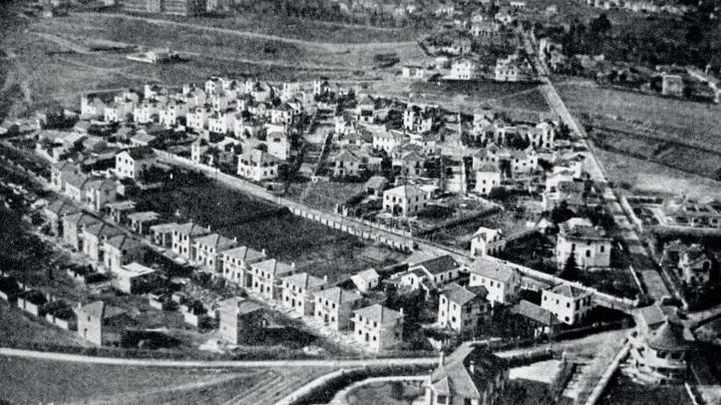 Vista aérea de la Colonia de la Unión Eléctrica Madrileña. 1931. Del libro Colonias históricas del distrito de Chamartín