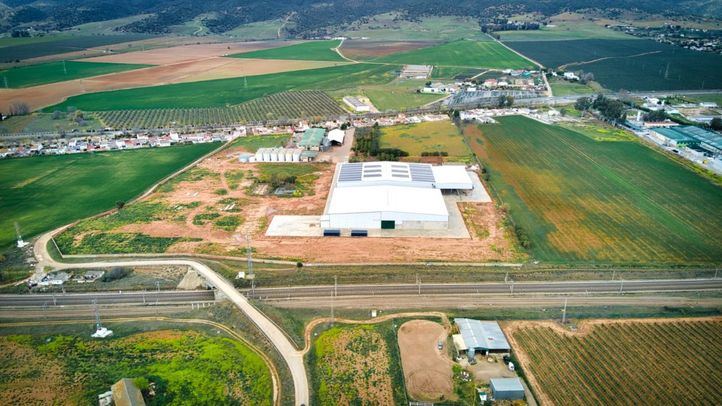 Vista aérea de las instalaciones industriales de Dcoop en Villarrubia (Córdoba), donde se aprecian las últimas inversiones en la almendra