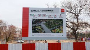 Obras de ampliación de la L11 en el Parque de Comillas, junto al colegio Perú