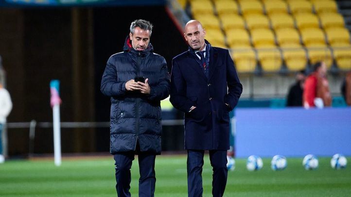 Jorge Vilda, exseleccionador nacional, junto al expresidente de la RFEF, Luis Rubiales