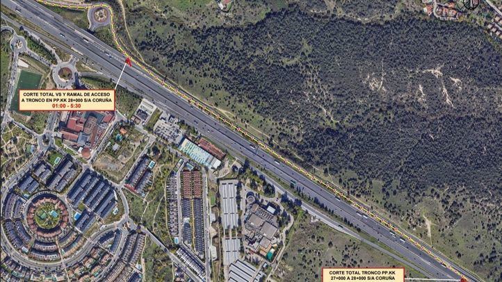 Afectaciones al tráfico en la autovía A-6 por obras de rehabilitación del firme en Las Rozas, Torrelodones y Collado Villalba