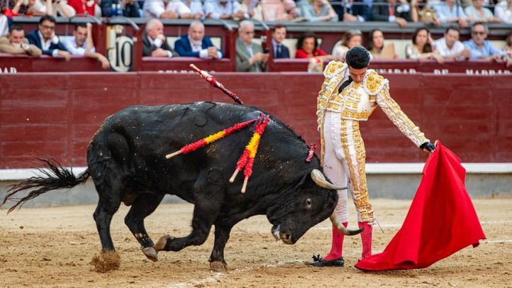 Uno de los naturales de Talavante a Rebeco en su faena premiada con una oreja.