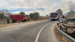 Once dotaciones de Bomberos trabajan en la extinción de un incendio de pasto en San Blas