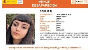 Chica de 14 años desaparecida en Getafe