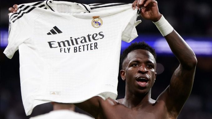 Vinicius en el partido contra el Borussia