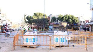 Obra del itinerario peatonal entre la plaza del Hidrógeno en Usera y Madrid Río