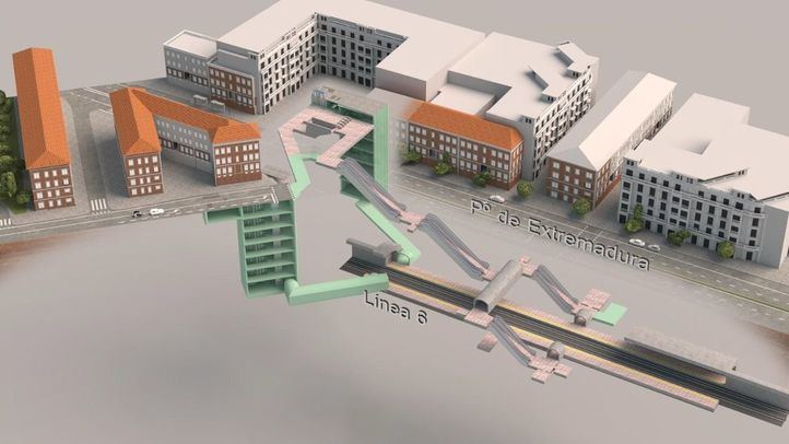 Plano de los nuevos seis ascensores en la estación de Metro de Alto de Extremadura que se instalarán para facilitar la entrada y salida de los viajeros