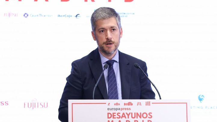 El consejero de Presidencia, Justicia y Administración Local de la Comunidad de Madrid, Miguel Ángel García Martín, interviene durante un Desayuno Madrid