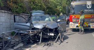 El vehículo accidentado en Fuencarral-El Pardo