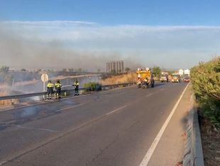 Extinguido un incendio de pastos en la M-40, a la altura de San Blas