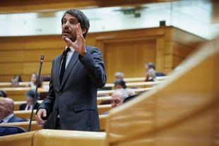 El ministro de Cultura, Ernest Urtasun, durante una sesión de control al Gobierno, en el Senado