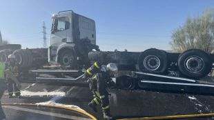 Corte de la R-3 en Mejorada por el incendio en un camión sin heridos