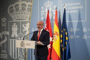 El delegado del Gobierno en Madrid, Francisco Martín, realiza una declaración institucional, en la Delegación del Gobierno, a 14 de septiembre de 2025, en Madrid