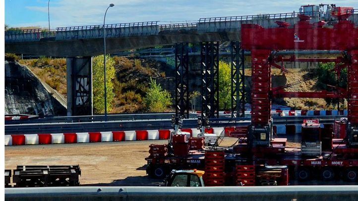 Obras sobre la M-40 en Sanchinarro