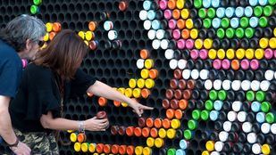 Imagen de archivo de un proyecto mural con la técnica Pixelata