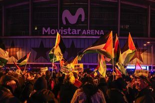 Manifestación propalestina contra la celebración del partido Real madrid Maccabi Tel Aviv