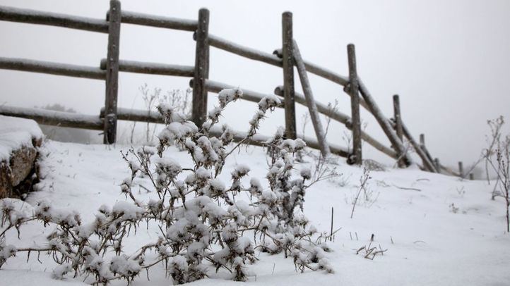 Nieve en el Puerto de Cotos, a 2 de diciembre de 2025