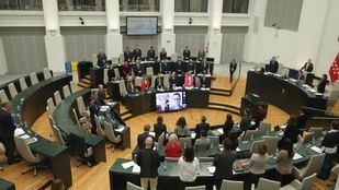 Minuto de silencio por el accidente ferroviario de Córdoba en el pleno del Ayuntamiento de Madrid.