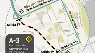 Itinerario alternativo al corte de la A-3 en Rivas
