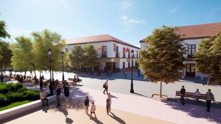 Recreación plaza Mayor del distrito de Barajas