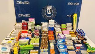 Medicamentos intervenidos en una carnicería de Puente de Vallecas donde se vendían