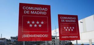 Carteles de bienvenida y despedida de la Comunidad de Madrid