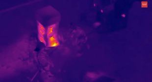 Imagen tomada por una cámara térmica desde un dron de Bomberos en una intervención en Los Molinos