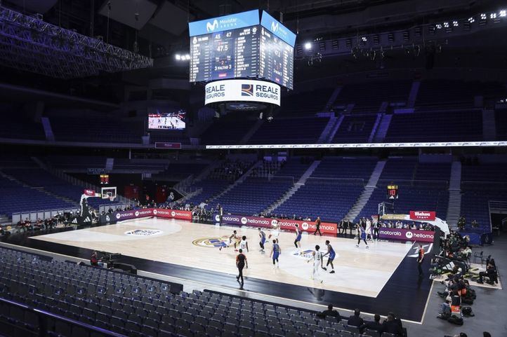 El Movistar Arena sin público en el partido entre Real Madrid y Maccabi