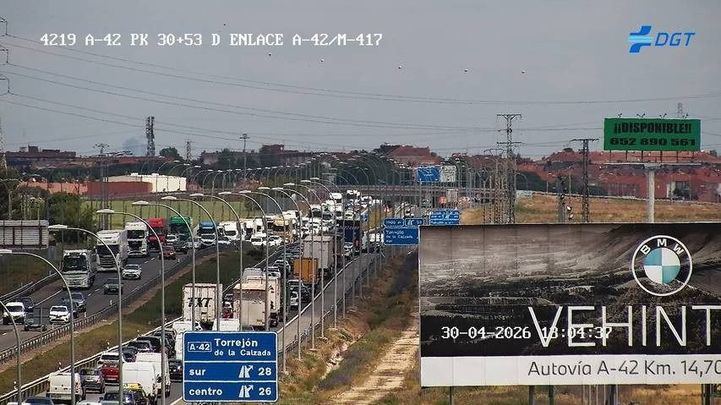 Un accidente en la A-42 provoca retenciones