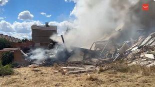 Casas derrumbadas por un incendio en Morata de Tajuña