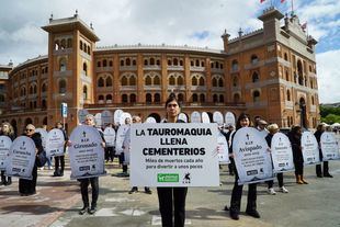 Protesta antitaurina de activistas de AnimaNaturalis y CAS International