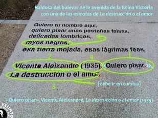 Errores en las inscripciones del pavimento de la avenida Reina Victoria