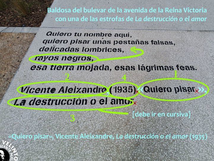 Errores en las inscripciones del pavimento de la avenida Reina Victoria