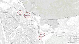 Plano de las cuatro estructuras del ramal que conecta Sanchinarro con la vía de servicio de la M-40 en sentido norte.