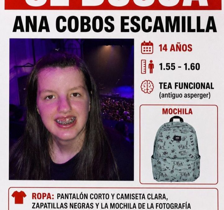 Joven de 14 años desaparecida en Madrid